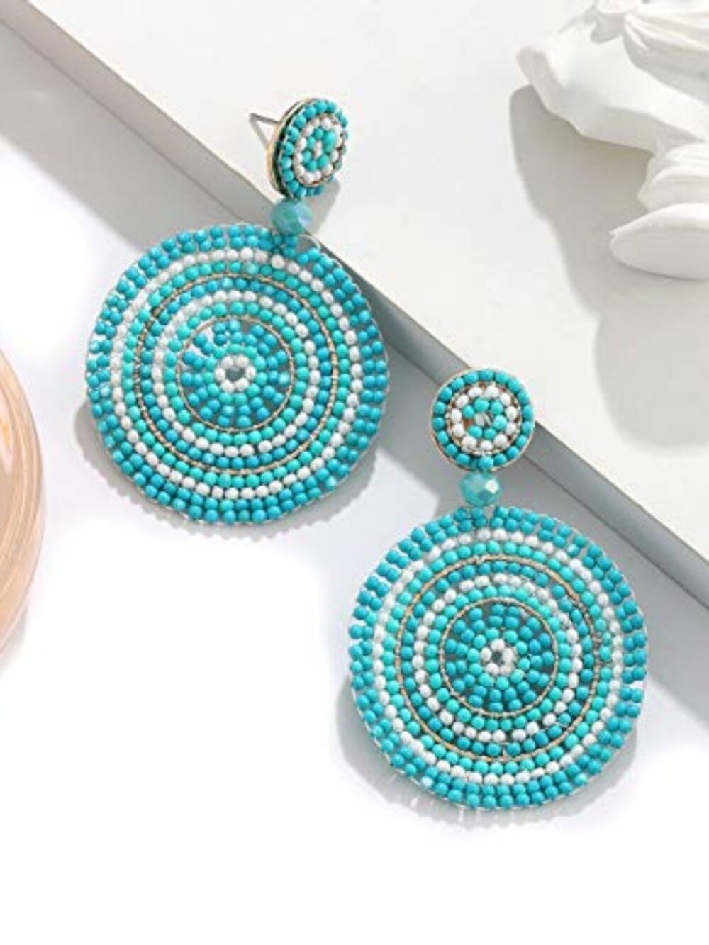 Beaded Drop Earrings for Women Handmade‎ Colorful Beaded Earrings Boho Statement